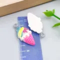 Cute pink resin ice cream cone charms for DIY handmade jewelry making accessories - Bow Ice Cream (24502)