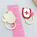 Red enamel medical stethoscope pendant charm with pink heart for DIY handmade jewelry making - Red Heart Stethoscope Shape