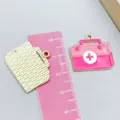Pink enamel first aid kit charms for DIY jewelry making with ruler scale reference - 1 Piece/Pack (25*22mm)