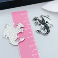 Dark black enamel flying dragon charm with scale ruler for DIY jewelry making size check - 1 Piece (29*26mm)