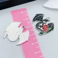 Gothic black dragon enamel charm with red rose detail for Halloween DIY jewelry making - 1 Piece (26*29mm)