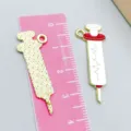 Syringe enamel alloy charm with heart rate line for DIY jewelry making with scale - Red Syringe Shape