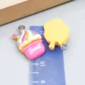 Colorful resin ice cream cone and yellow popsicle charms for DIY jewelry making - Milkshake Cake (24531)