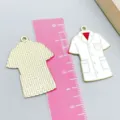 Medical doctor lab coat alloy enamel charm pendant for DIY handmade jewelry making - Red Nurse Uniform Shape