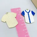 Sporty blue and white striped baseball jersey enamel alloy pendant charm with ruler - 1 Piece (31*30mm) / Blue Baseball Jersey
