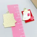 Red enamel clipboard charm with pink heart for medical themed DIY jewelry projects - Red Heart Medical Record Shape