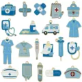 Set of 20 blue enamel medical charms with ambulance and nurse themes for DIY jewelry making - Blue Series Medical (SN1763) / 20 Pieces Set