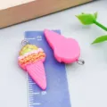Rose red resin ice cream cone pendant charms for DIY jewelry making craft accessories - Basic Cone (24565)