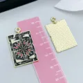 Detailed rectangular KC gold black enamel pendant with compass star design for DIY jewelry handmade crafts - Book of Sun (27937) / 31.5x19mm