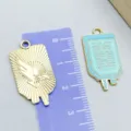 Light blue drip oil medical saline bag alloy pendant charm for DIY jewelry making - Medical Infusion Bag (23049) / 1 Piece (28x15mm)