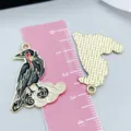 Black enamel crow charm Halloween alloy pendant for DIY jewelry handmade accessories - 28x23mm