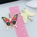 Halloween butterfly dagger charm with red roses and enamel drip for DIY jewelry making - 30x30mm