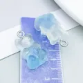 Cute gradient blue and white translucent resin gummy bear charms for DIY jewelry making - Bear Candy (12565)