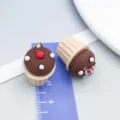 Brown chocolate cupcake resin charms with metal jump rings for DIY jewelry craft projects - Brown Resin Chocolate Cream Cupcakes (24089)