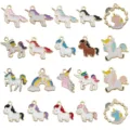 Collection of twenty mixed colorful enamel unicorn alloy pendants for DIY jewelry making - Mixed 20pcs Unicorn Series / 20 Pieces Set