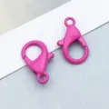 Vibrant pink lacquered alloy lobster clasp for DIY jewelry making and necklaces decor - Lobster Clasp (303) / 1 Piece (14*8mm) / Rose Red