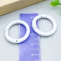 White painted metal circular spring gate ring clasp for DIY jewelry bags and keychains - White