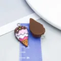 Resin ice cream food charms for DIY jewelry making in brown and pink multi-color style - Coffee Brown Multi-Layer Ice Cream Cones (24463)