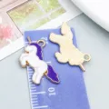 White and purple enamel unicorn charm for DIY jewelry making and handmade craft accessories - Purple & White Running Unicorn (9931) / 1 Piece (14x17mm)