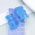 Semi-transparent blue gradient resin gummy bear pendant charm for DIY jewelry making - Bear Candy (12568)