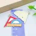 Study Hard themed colorful enamel alloy student stationery charm pendant for DIY jewelry - Study Hard Ruler and Protractor Style (27449) / 1 Piece/Pack (22*27mm) / Red