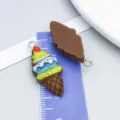 Resin ice cream cone charm for DIY jewelry making in brown finish - Coffee Brown Strawberry Ice Cream Cones (24487)