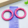 Pink painted metal spring rings for DIY jewelry making and keychain accessories - Rose Red