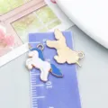 Cartoon blue and white enamel unicorn pendant charm for DIY handmade jewelry accessories - Blue White Running Unicorn (9933)