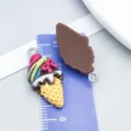 Mixed colorful resin ice cream cone charms for DIY jewelry making and accessories - Coffee Brown Base Yellow Bow Ice Cream Cones (24504)