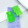 Neon green frosted resin gummy bear pendant charm for DIY jewelry making - Bear Candy (12571)