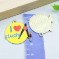 Enamel alloy charm with I Love Study design for DIY bracelet and necklace making - Round I Study Style (27452) / 1 Piece/Pack (27*27mm) / Yellow