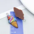 Colorful resin ice cream cone pendant charm for handmade jewelry DIY accessories - Coffee Brown Rainbow Strawberry Ice Cream Cones (24520)