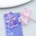 Purple and pink transparent acrylic bear charms for DIY necklaces and handmade bracelets - Cartoon Bear (27499) / 1 Piece (19x12mm) / Transparent Pink