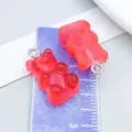 Cute red gradient resin gummy bear charm accessory for DIY handmade jewelry crafting - Bear Candy (12572)