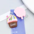 Cute colorful resin ice cream cupcake charm with Sweet text for DIY jewelry making - Pink Base Coffee Brown Sweet Milkshake Cake (24528)