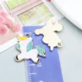 Colorful oil-drop alloy cartoon unicorn pendant for DIY handmade jewelry making - Lake Blue Enamel Unicorn (11451)