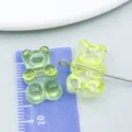 Translucent green and yellow acrylic bear pendants for DIY jewelry crafting - Cartoon Bear (27500) / 1 Piece (19x12mm) / Transparent Yellow
