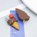 Cute coffee brown resin ice cream cone charms for DIY handmade jewelry accessories - Coffee Brown Strawberry Ice Cream Cone Variants (24547)