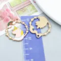 Colorful enamel unicorn pendant with rainbow and stars charm for DIY jewelry - Pink Round Unicorn Ring (11452)