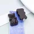 Dark brown resin gummy bear charm with silver metal ring for DIY handmade jewelry making - Bear Candy (12574)