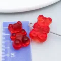 Red transparent acrylic gummy bear charm for DIY jewelry making with size reference - Cartoon Bear (27502) / 1 Piece (19x12mm) / Transparent Red