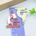 Enamel alloy microscope charm pendant with LABORATORY text for DIY jewelry making - LABORATORY Microscope Style (27455) / 1 Piece (30*21mm) / Red