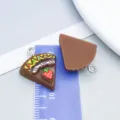 Brown resin chocolate cake slice charms for DIY handmade jewelry making accessories - Coffee Brown Miniature Triangle Strawberry Cakes (24584)