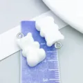 Cute white resin bear silhouette pendant charms for DIY handmade jewelry making - Bear Candy (12576)