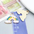 Colorful enamel rainbow unicorn alloy pendant charm shown with measurement ruler for DIY jewelry - Multicolor Rainbow Unicorn (12360)