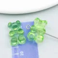 Green transparent acrylic gummy bear charms for DIY jewelry making accessories - Cartoon Bear (27504) / 1 Piece (19x12mm) / Transparent Green