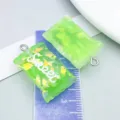 Green translucent resin candy pendant with 'Sweet' text for DIY jewelry making - Rectangular Candy (12577)
