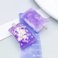 Cute purple candy-shaped resin charm with glitter and Sweet text for DIY jewelry making - Rectangular Candy (12578)