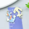 Colorful enamel and gold-tone alloy anchor charms for DIY jewelry making accessories - Anchors (27418) / 1 Piece (20.5*14mm) / Blue