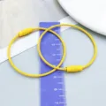 Premium yellow coated steel wire keyring cable loop with screw connector for DIY crafts - Painted Wire Ring (26230) / 1 Piece (47x50mm) / Yellow